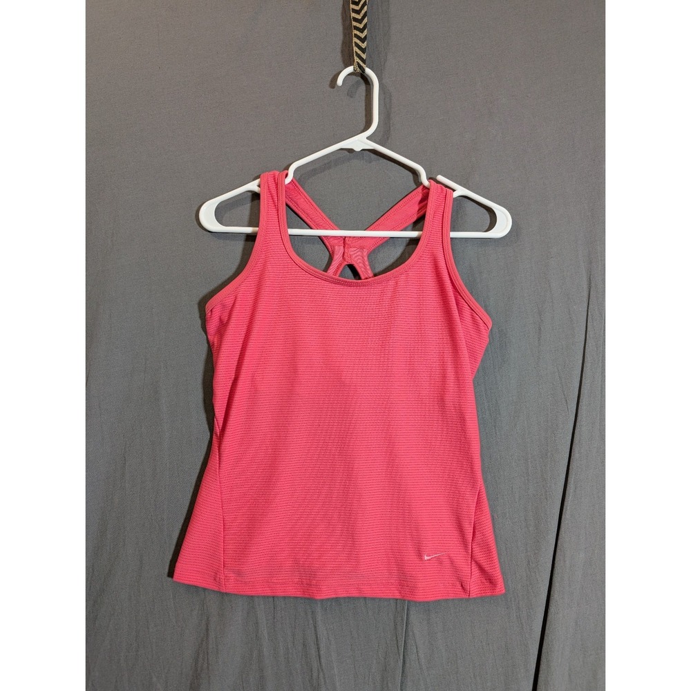 Nike Shirt Womens‎ Medium Red Dri-FIT Racerback Tank Top Built-In Bra Sports